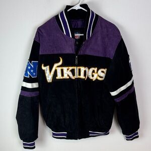 VTG NFL Vikings Leather Jacket - Men's Small